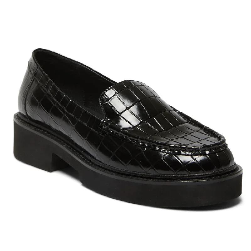 Abbott Loafer in Black Croc