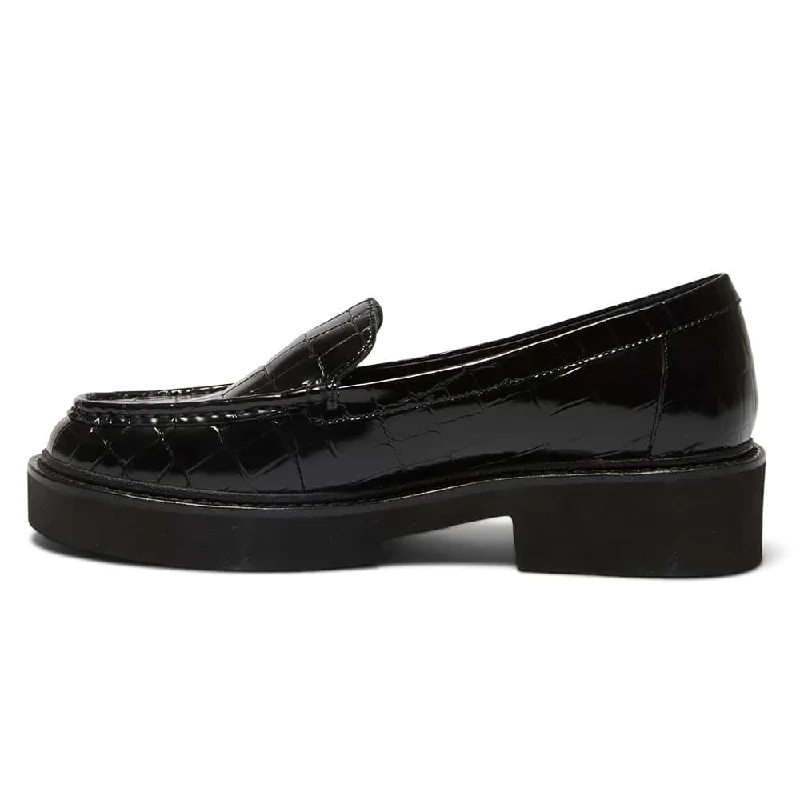 Abbott Loafer in Black Croc