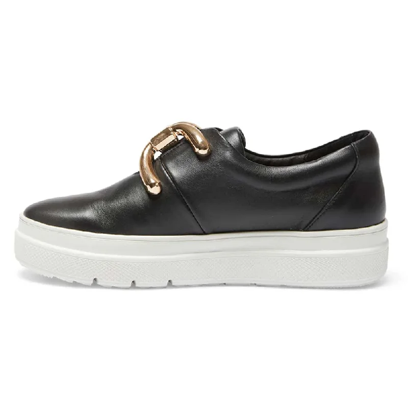 Banjo Sneaker in Black And Gold Leather