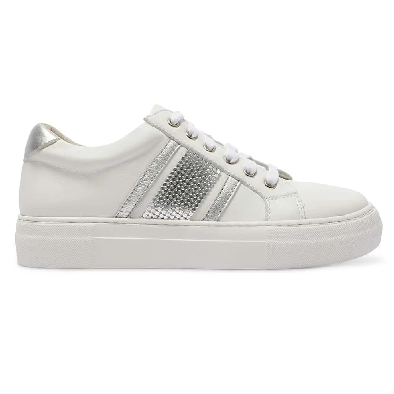 Bellevue Sneaker in White And Silver Leather