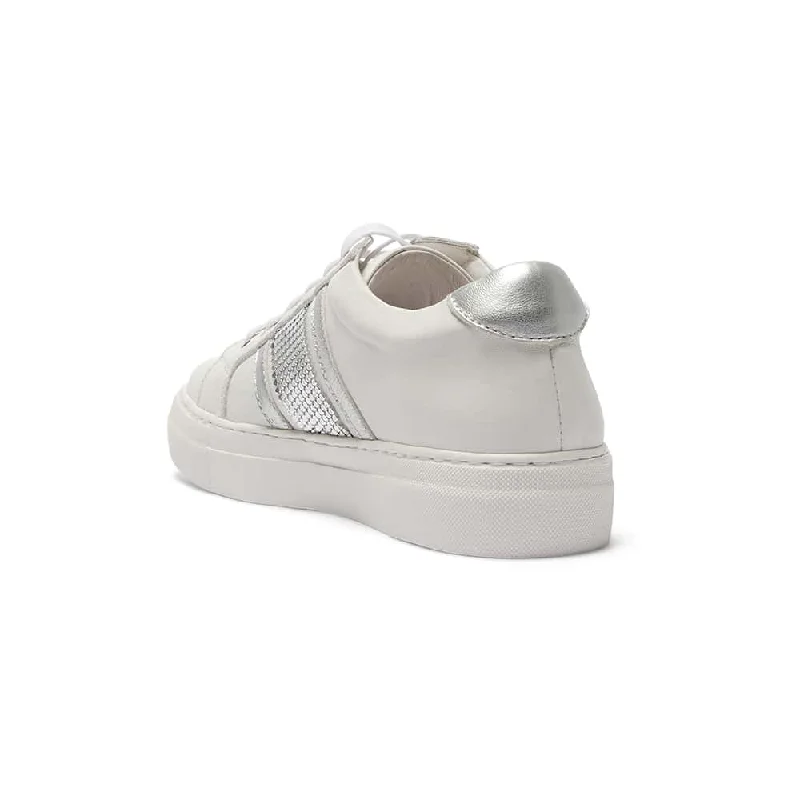 Bellevue Sneaker in White And Silver Leather