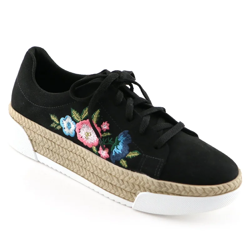 Black Microfiber with Embroidery Casual shoe (978.002)