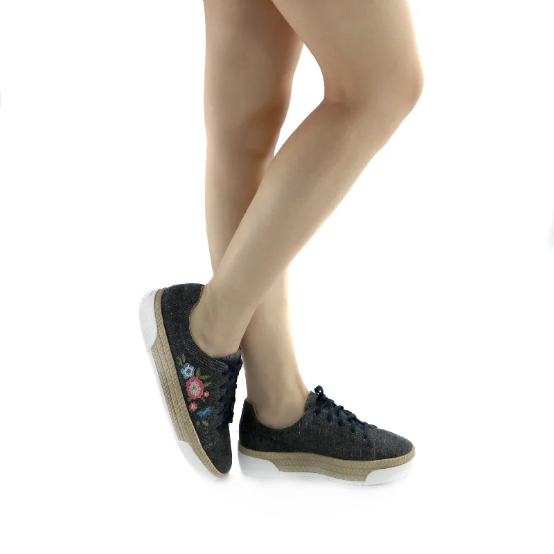 Black Microfiber with Embroidery Casual shoe (978.002)