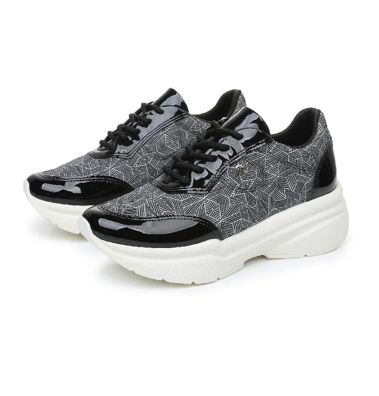 Urban Mod Must-Have: Lace-Up Sneakers - Black Pattern (781.002)