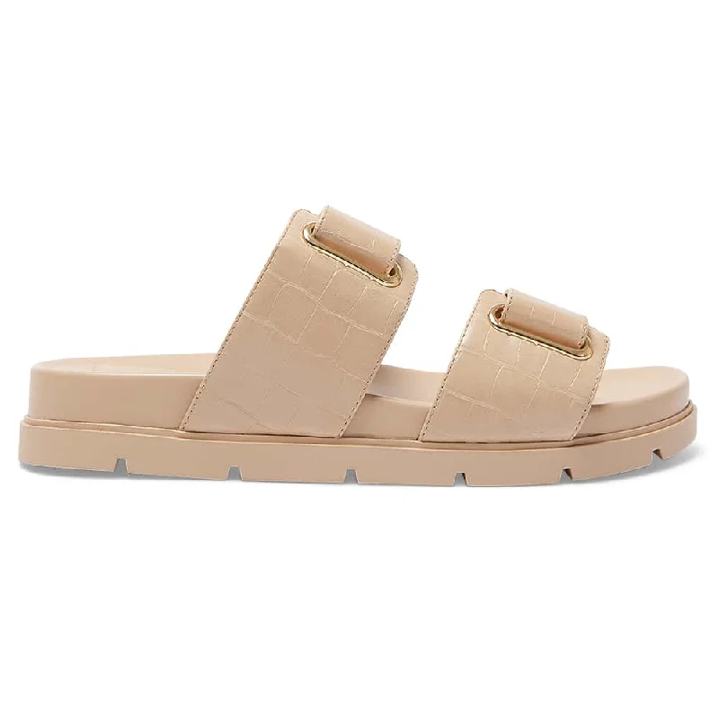 Calvin Slide in Nude Croc Print Croc