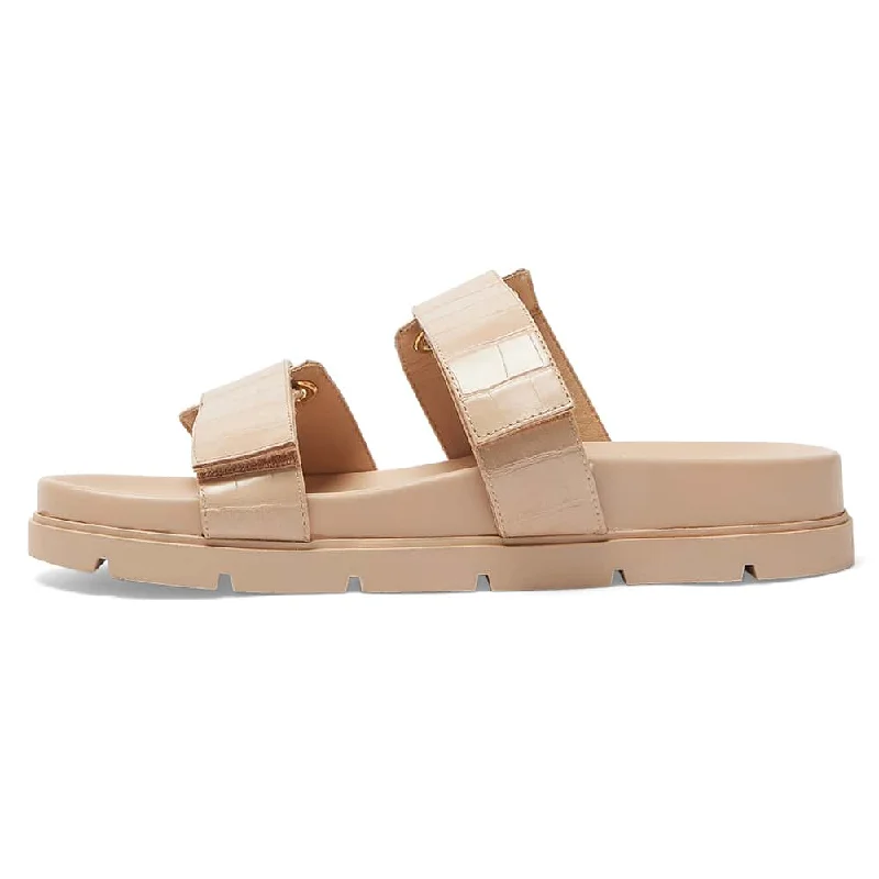 Calvin Slide in Nude Croc Print Croc