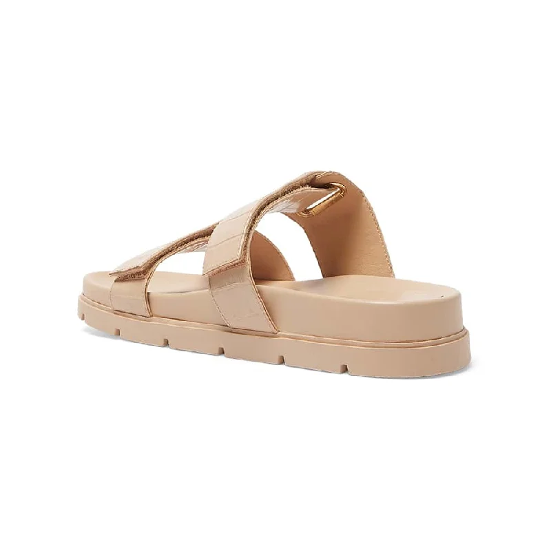 Calvin Slide in Nude Croc Print Croc