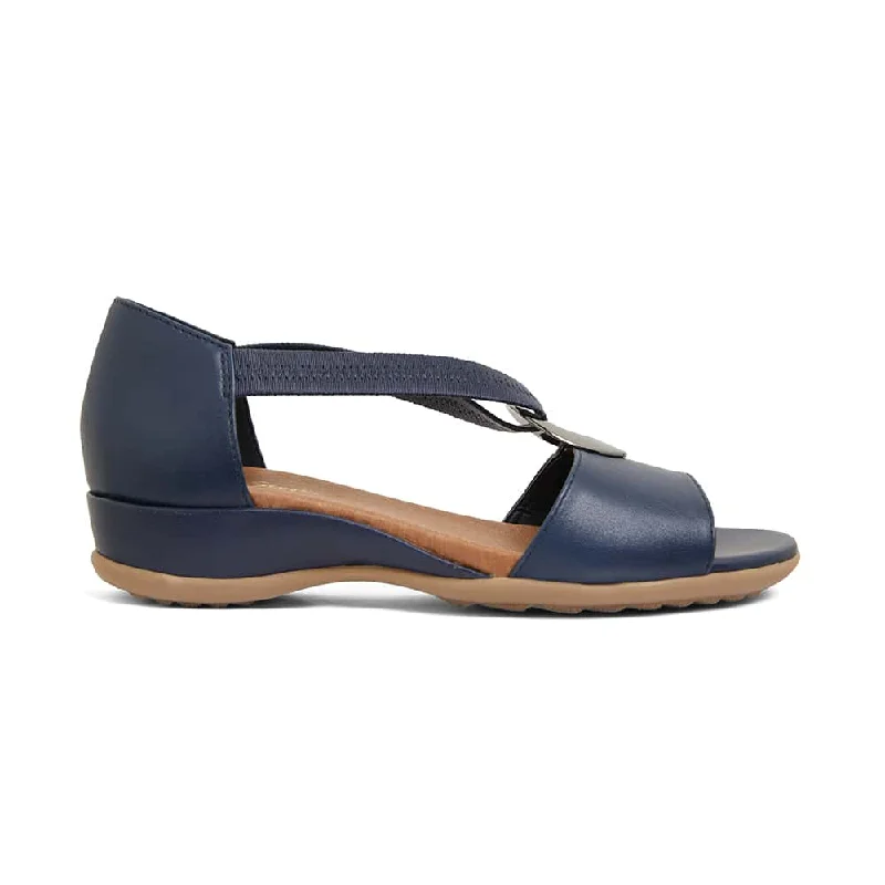 Caroline Sandal in Navy Leather