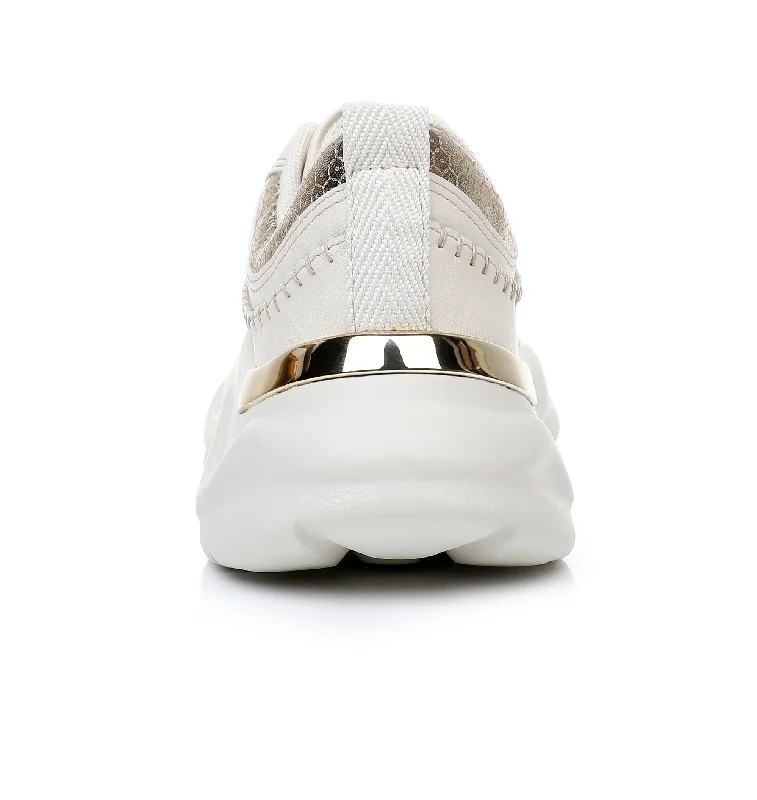 City Beat Chunk Sneakers - White n Gold (939.005)