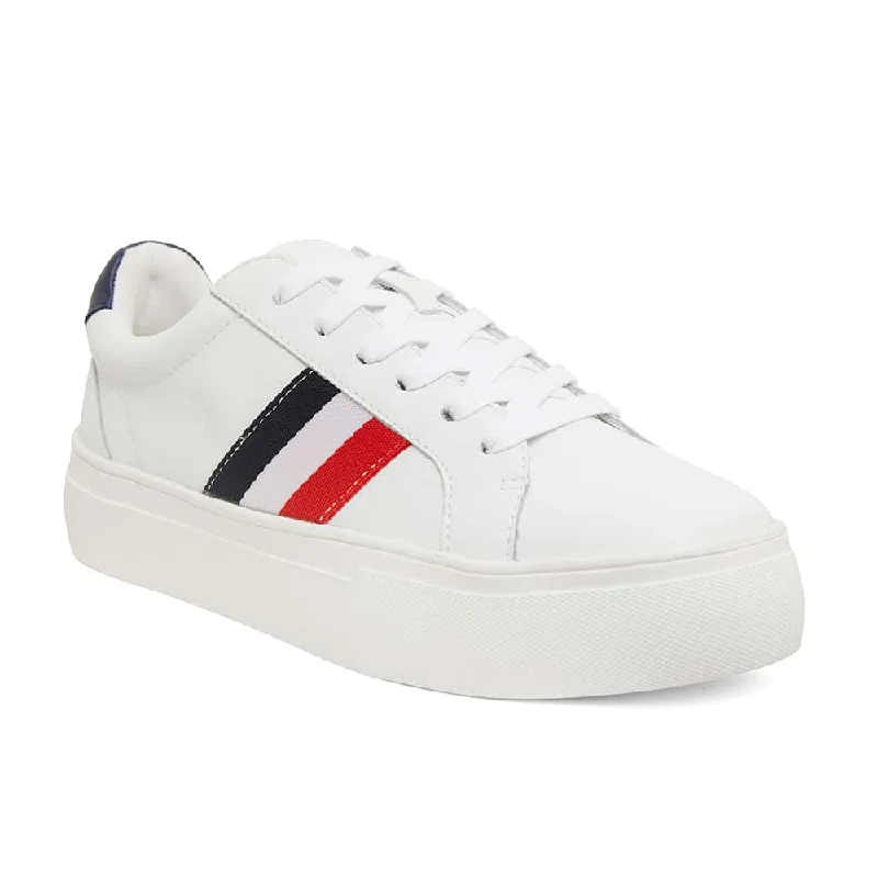 Fallon Sneaker in White And Navy Leather