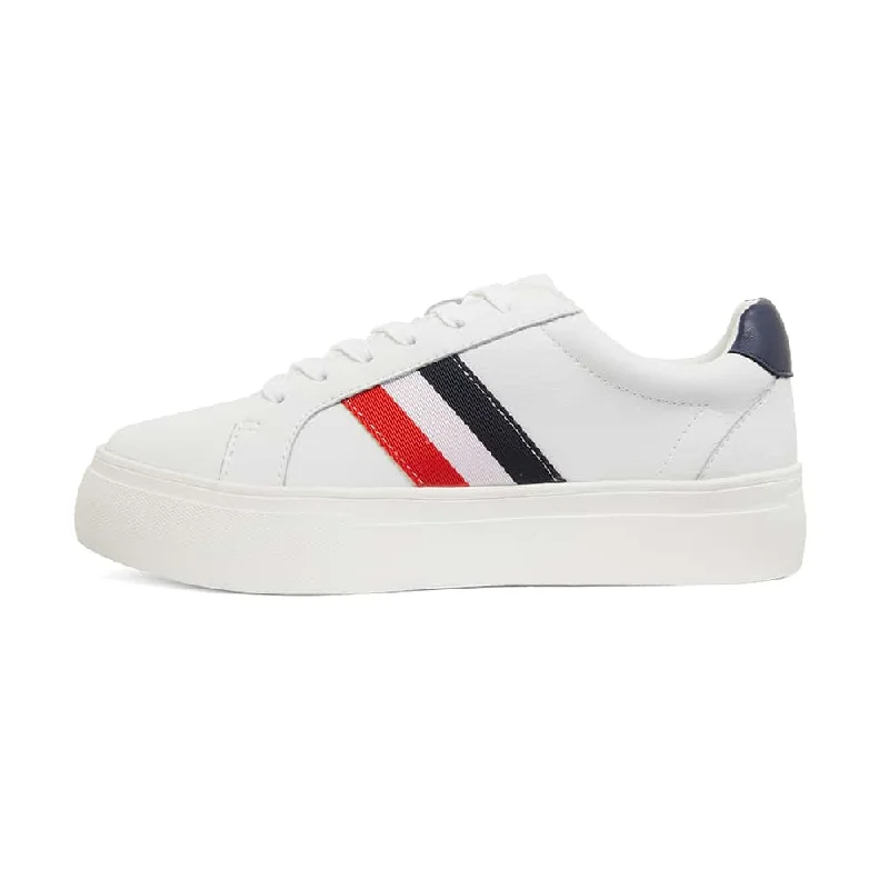 Fallon Sneaker in White And Navy Leather