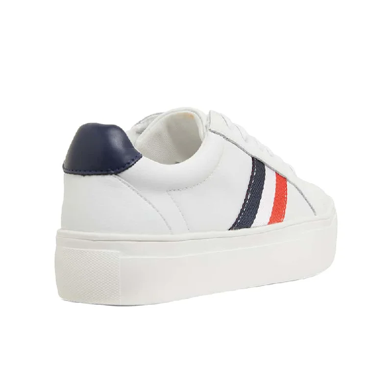 Fallon Sneaker in White And Navy Leather