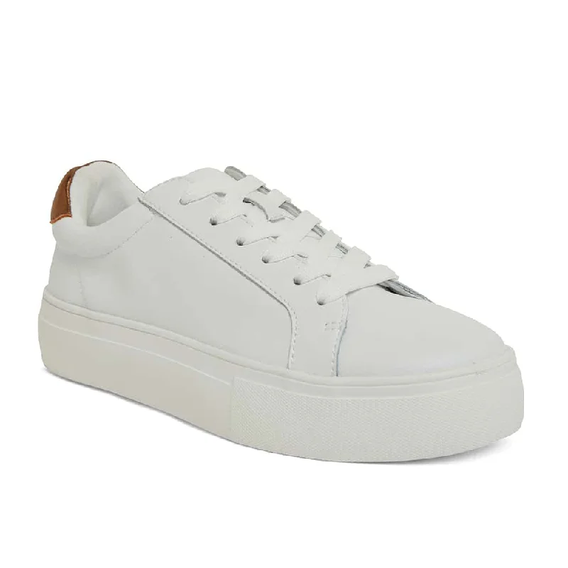 Frenzy Sneaker in White And Bronze Leather