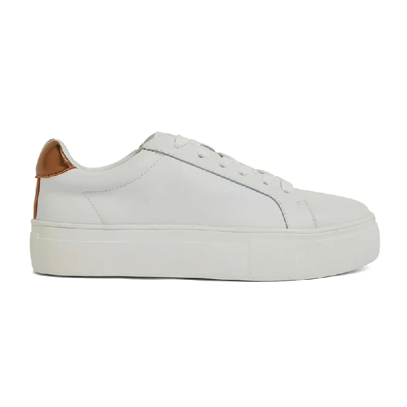 Frenzy Sneaker in White And Bronze Leather