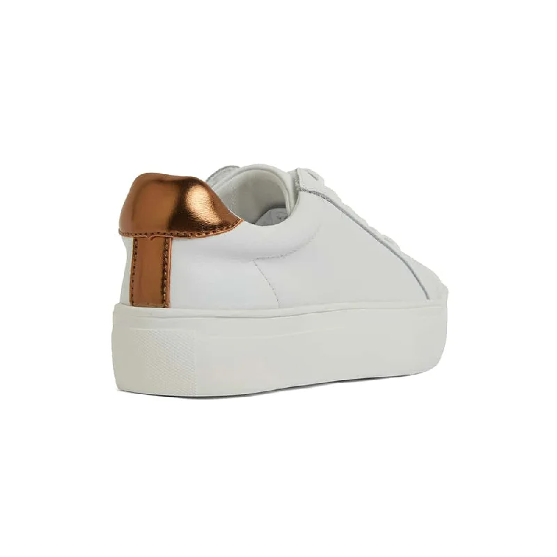 Frenzy Sneaker in White And Bronze Leather