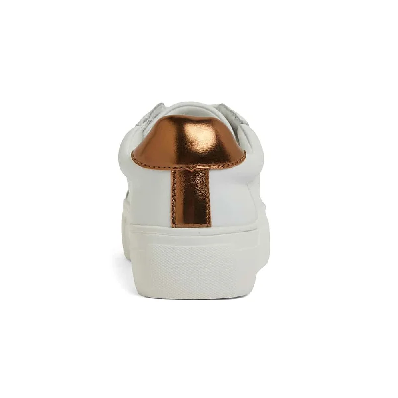 Frenzy Sneaker in White And Bronze Leather