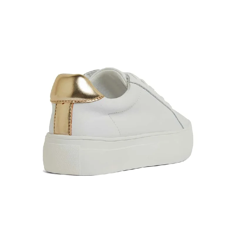 Frenzy Sneaker in White And Gold Leather