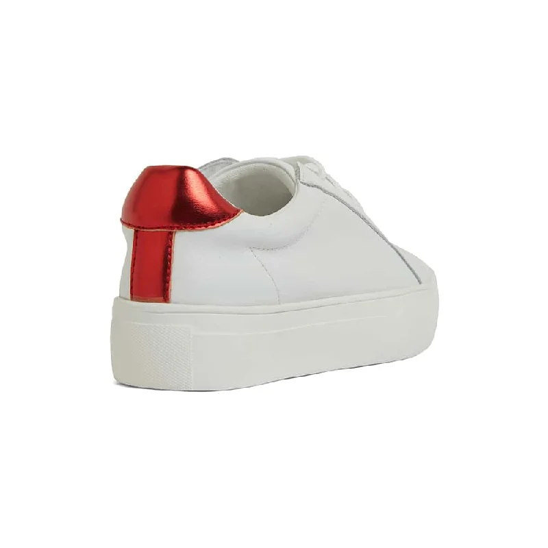 Frenzy Sneaker in White And Red Metallic Leather