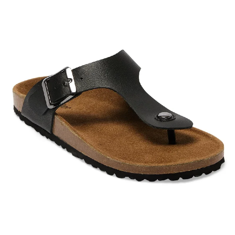 Fresno Sandal in Black Leather