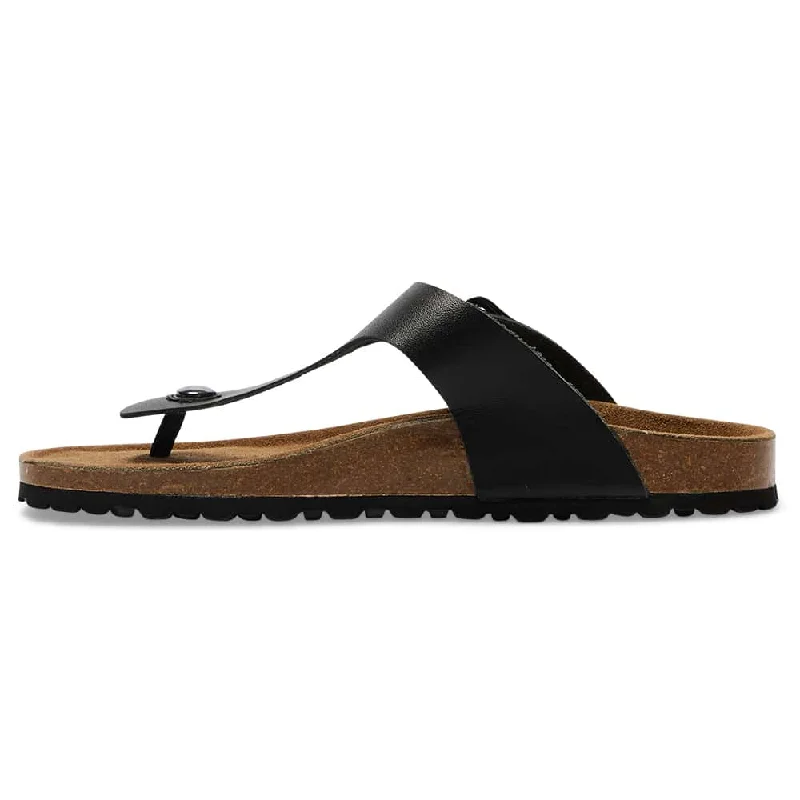 Fresno Sandal in Black Leather