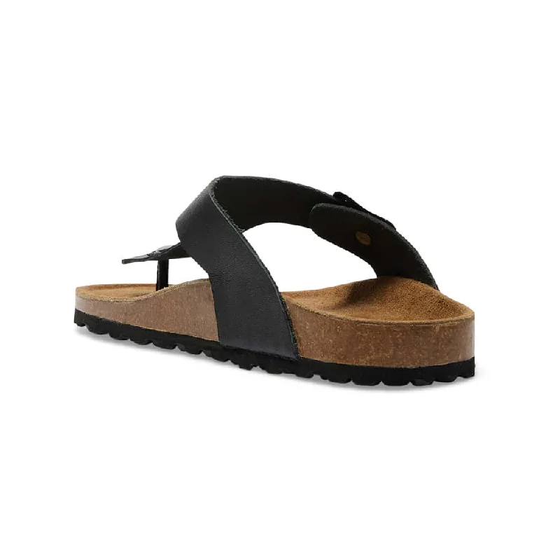 Fresno Sandal in Black Leather