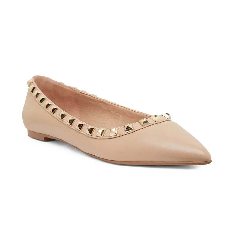 Iggy Flat in Nude Leather