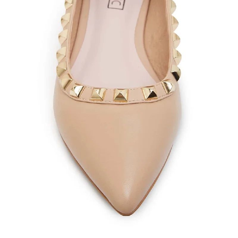 Iggy Flat in Nude Leather