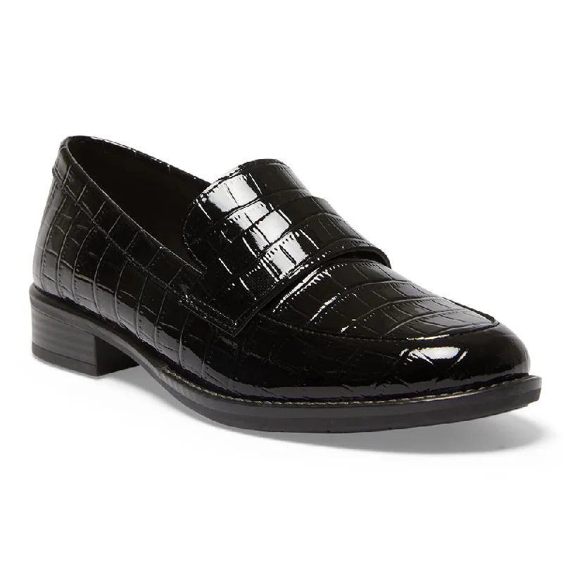 Infinity Loafer in Black Croc