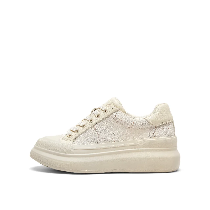 Crystal-embellished Lace Platform Sneakers