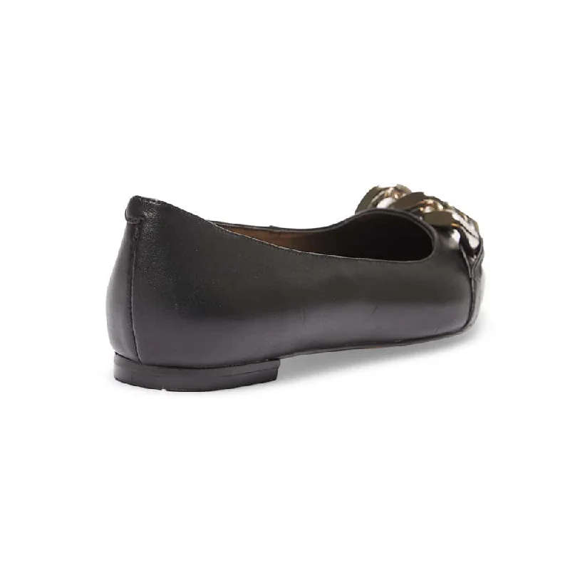 Lacey Flat in Black Leather