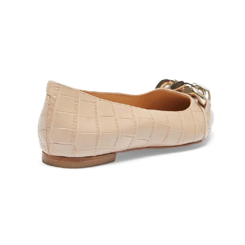 Lacey Flat in Nude Croc Print Leather