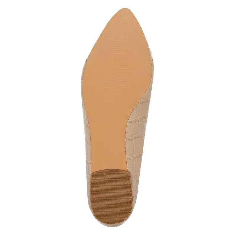 Lacey Flat in Nude Croc Print Leather