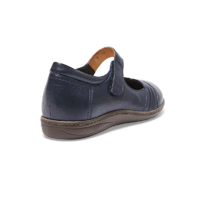 Larissa Flat in Navy Leather