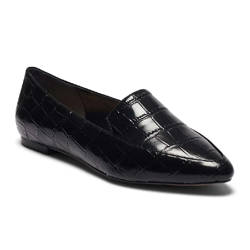 Leoni Loafer in Black Croc Leather