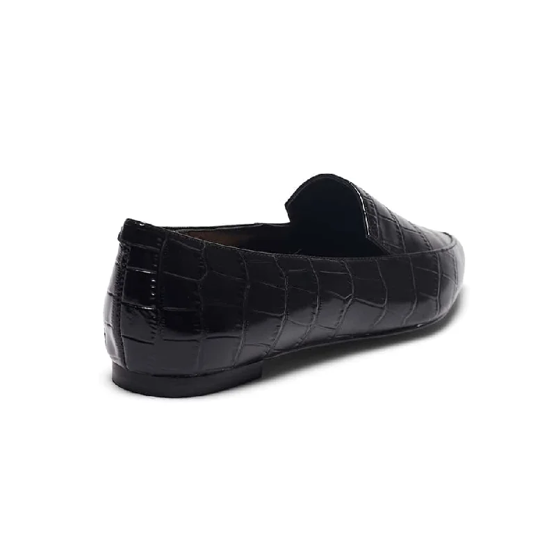 Leoni Loafer in Black Croc Leather