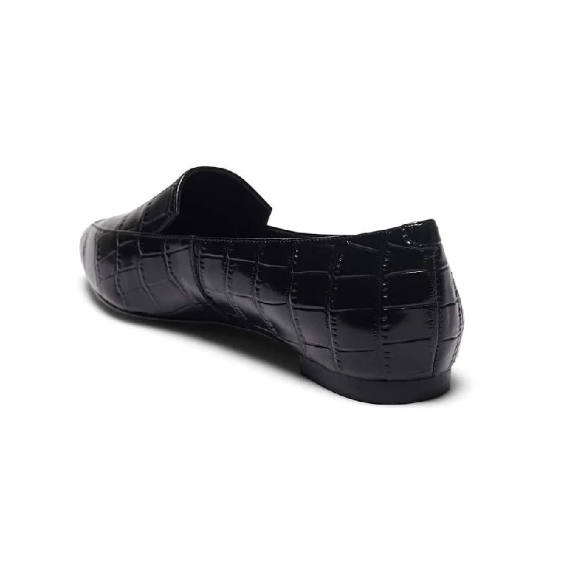 Leoni Loafer in Black Croc Leather