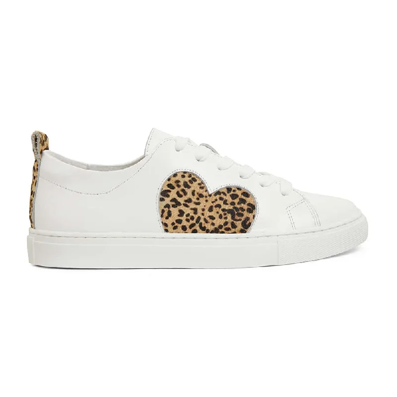 Love Sneaker in White And Animal Print Leather