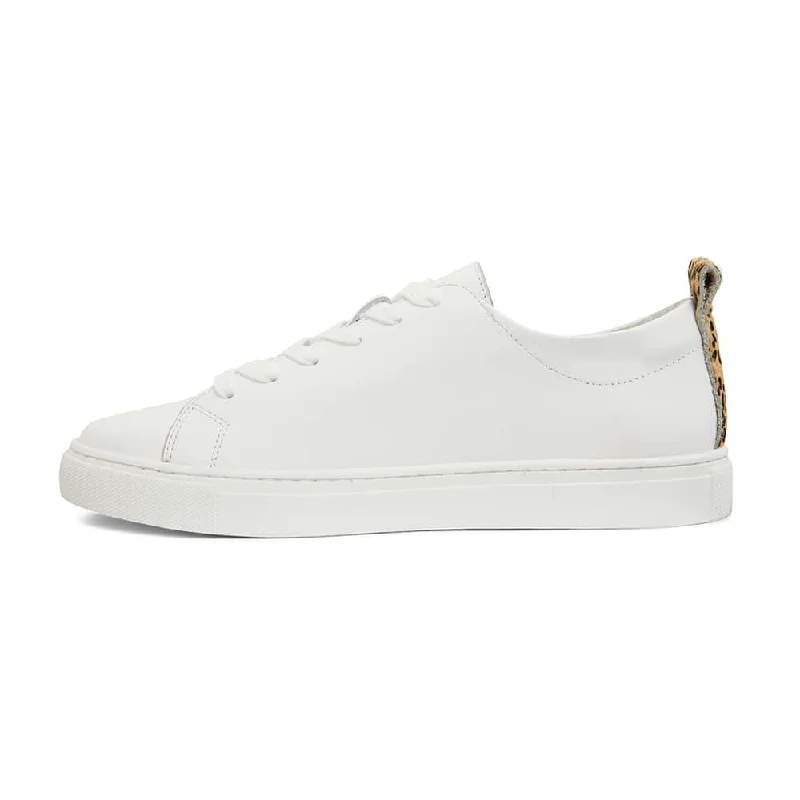 Love Sneaker in White And Animal Print Leather