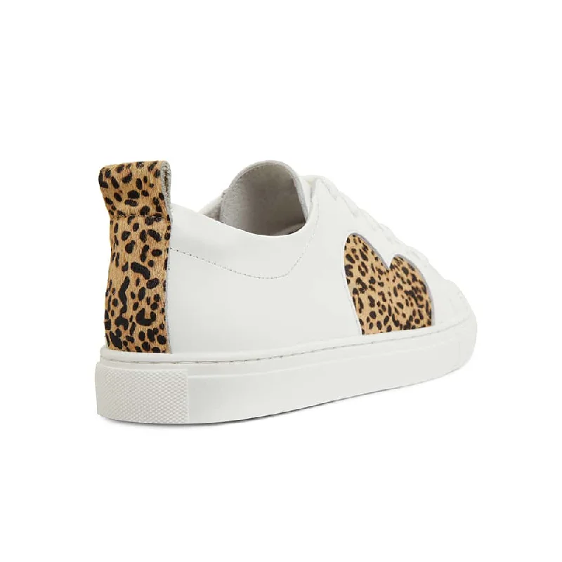 Love Sneaker in White And Animal Print Leather