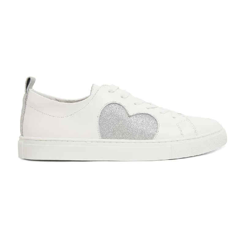 Love Sneaker in White And Silver Glitter Leather