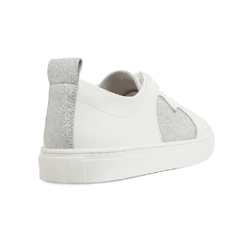 Love Sneaker in White And Silver Glitter Leather