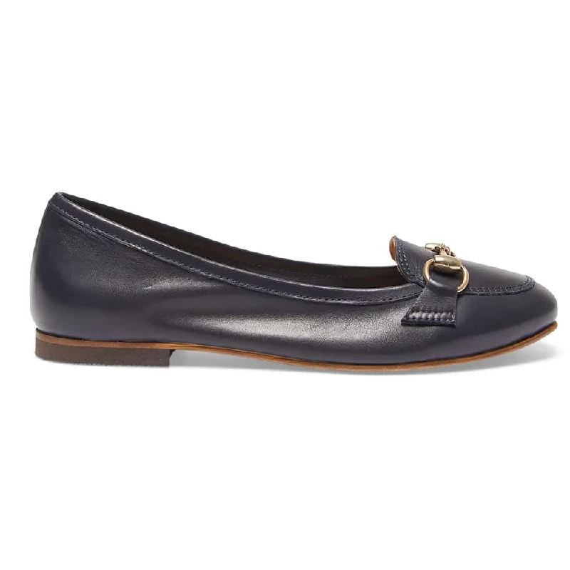 Madeline Flat in Navy Leather