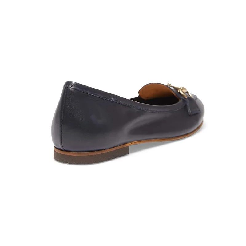 Madeline Flat in Navy Leather