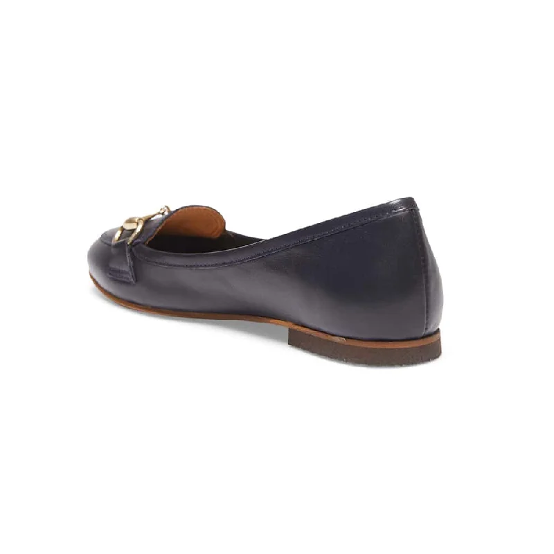 Madeline Flat in Navy Leather