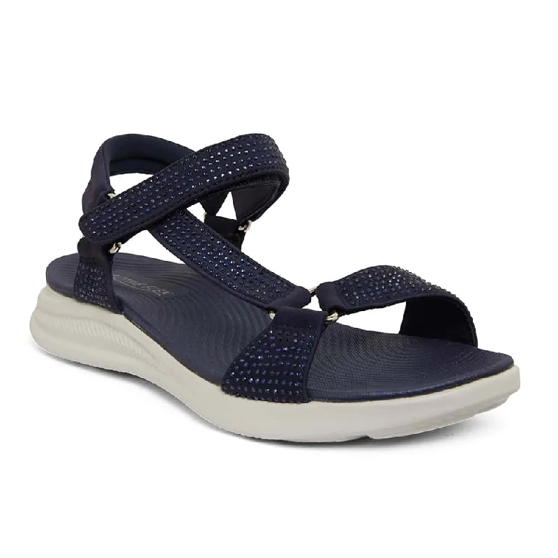 Naples Sandal in Navy Diamante