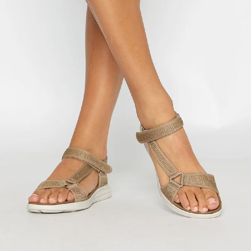 Naples Sandal in Taupe Diamante