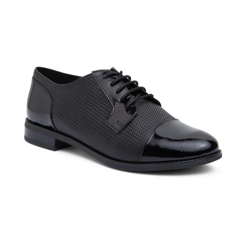 Panache Brogue in Black On Black Patent