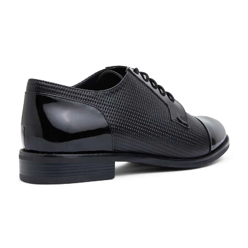 Panache Brogue in Black On Black Patent