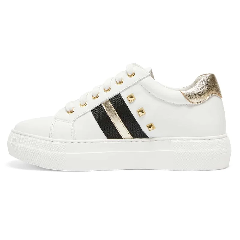 Portia Sneaker in White And Gold Leather