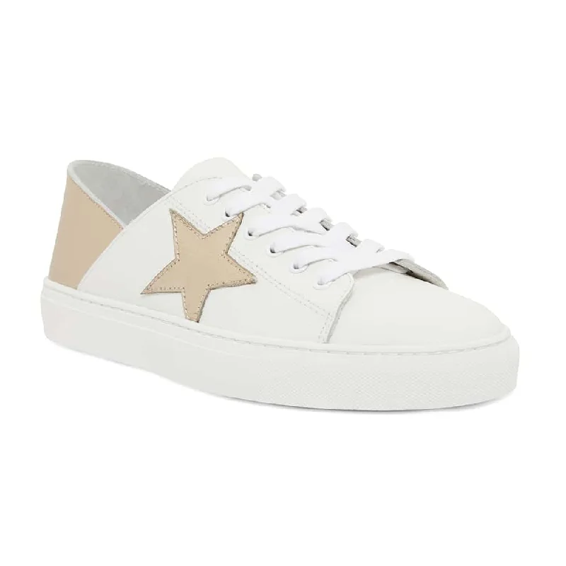 Rocket Sneaker in White And Soft Gold Leather